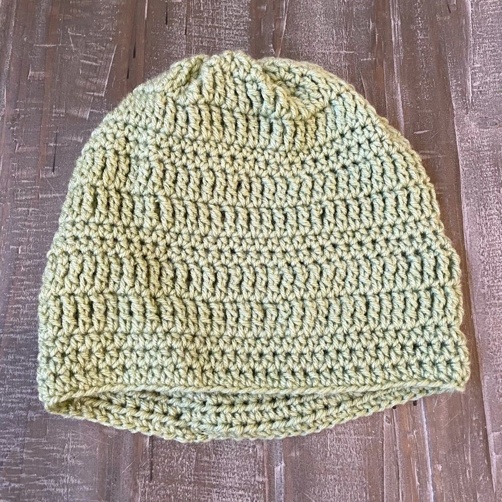Green Olive Knit Crochet Winter Beanie Hat